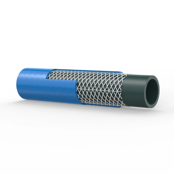 Side view of a Profiltress 80 bar hose - A flexible PVC compressed air hose for heavy compressed air applications